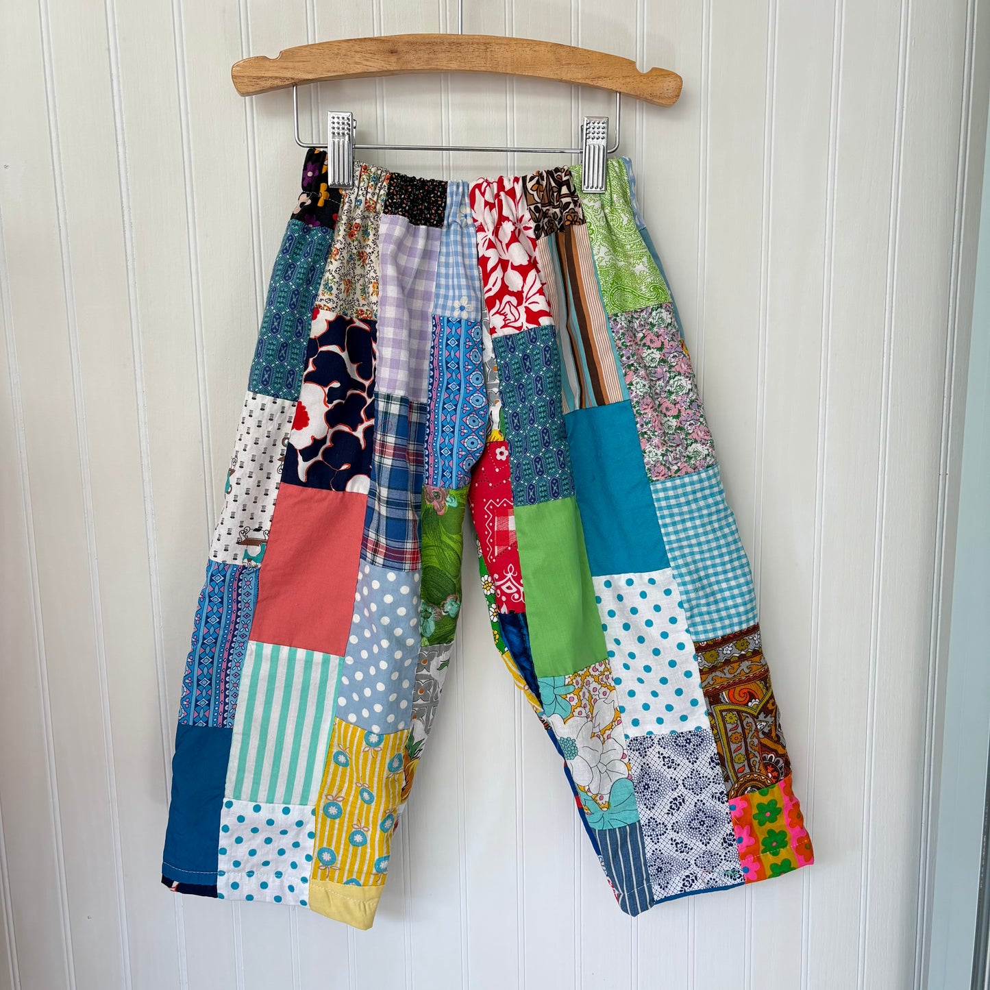 Funky rectangle quilt top pants - made to order