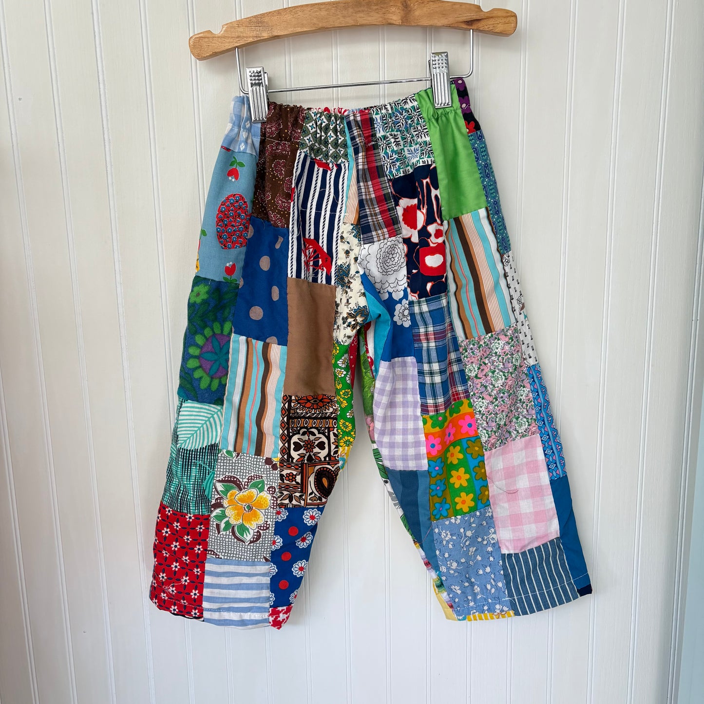 Funky rectangle quilt top pants - made to order