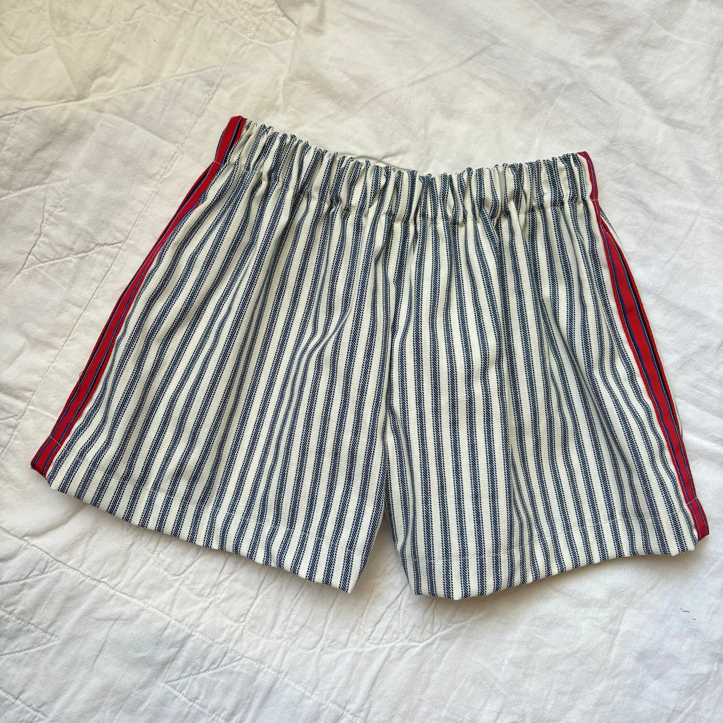 Navy stripe track shorts - 6Y