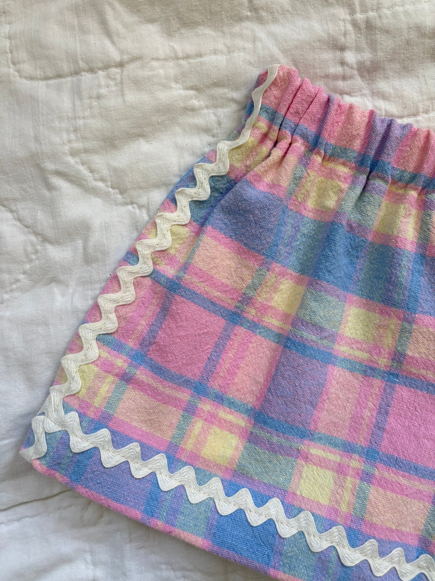 Bubblegum plaid picnic shorts - made to order