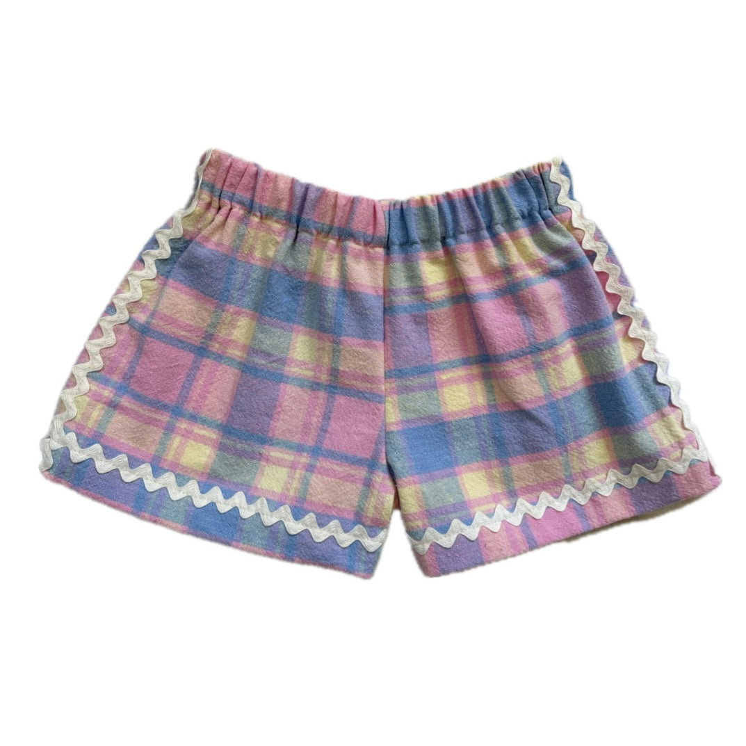 Bubblegum plaid picnic shorts - made to order