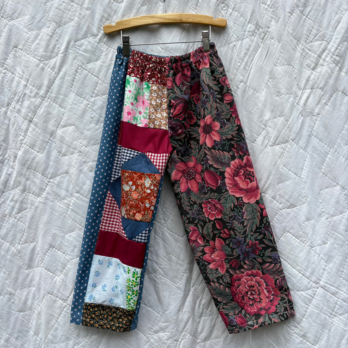 Quilt patch mix print pants - 6Y