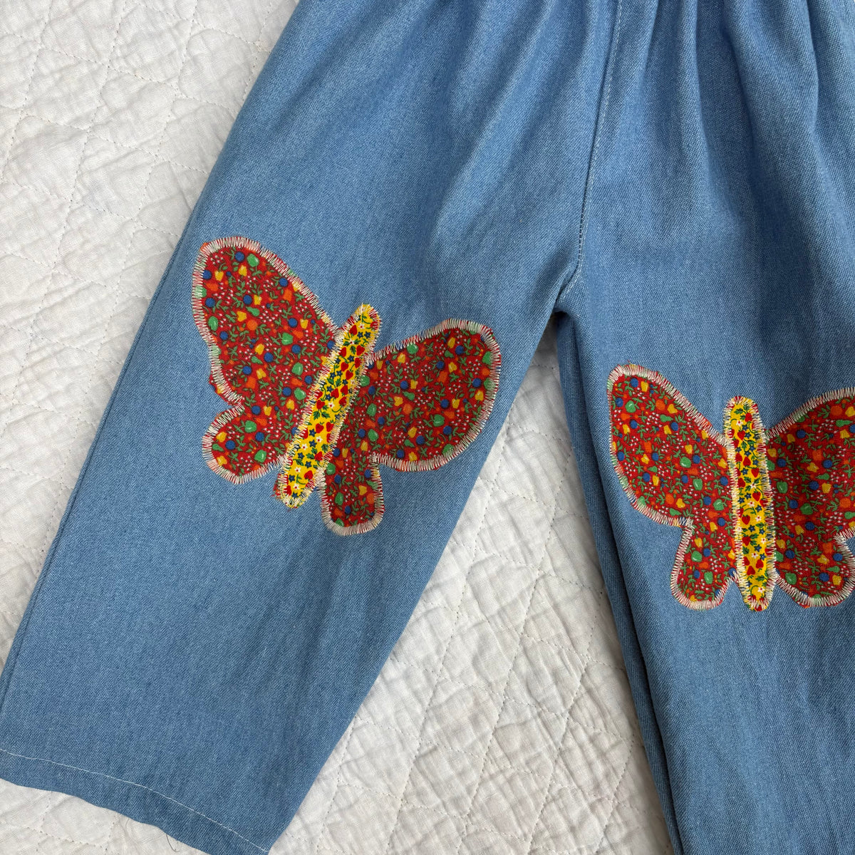 Butterfly patch denim pants - 2T