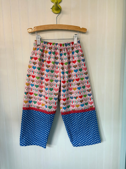 Heart mix print pants - 4Y