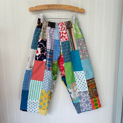 Funky rectangle quilt top pants - made to order