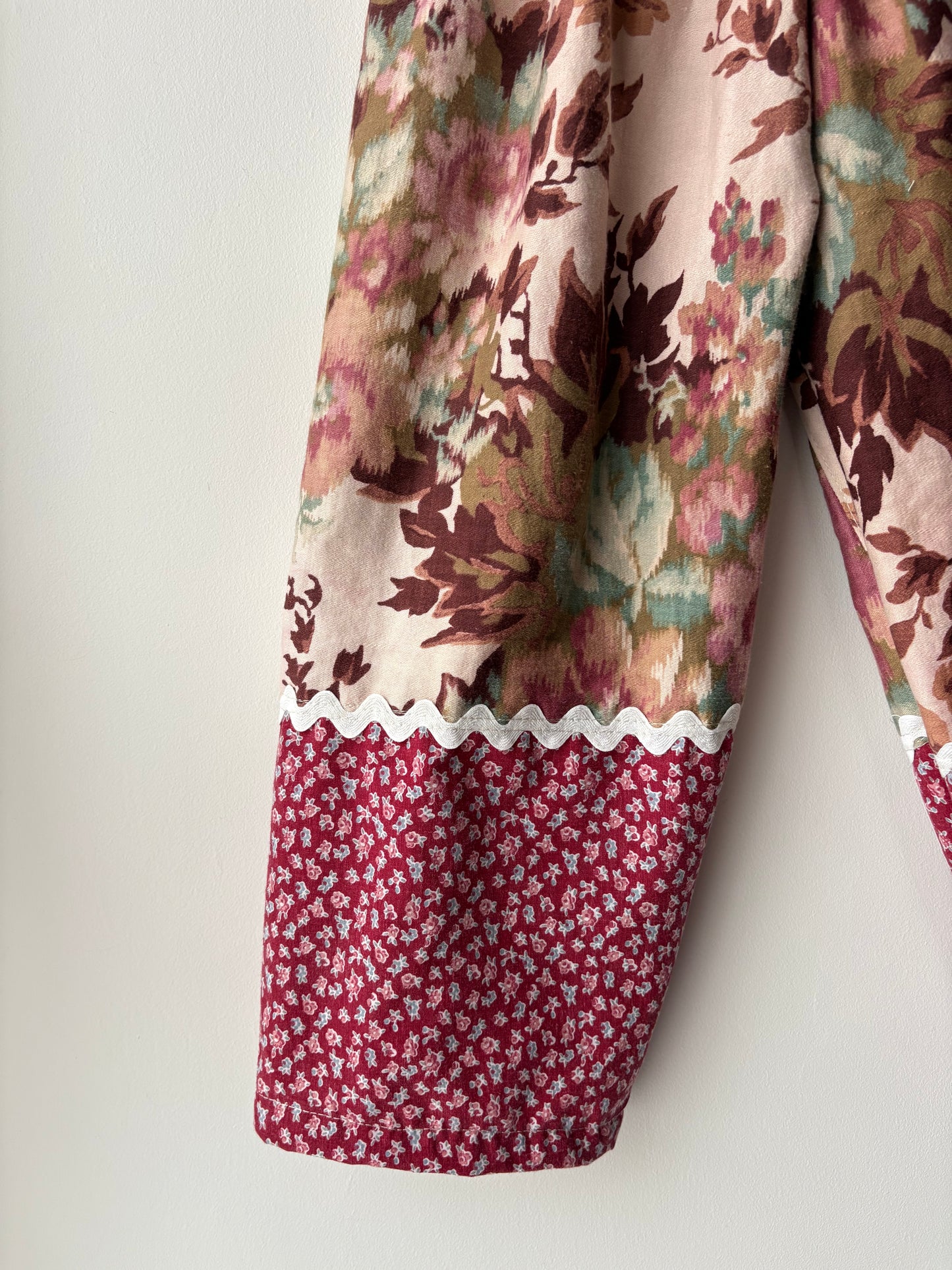 Painted floral mix print pants - made to order