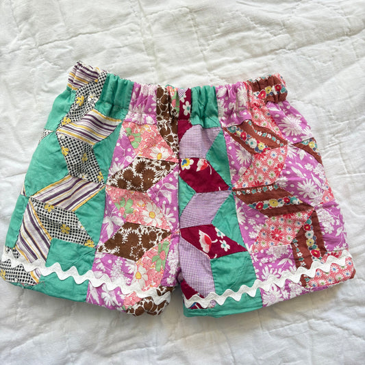 Turquoise quilt top ric rac picnic shorts - 3T
