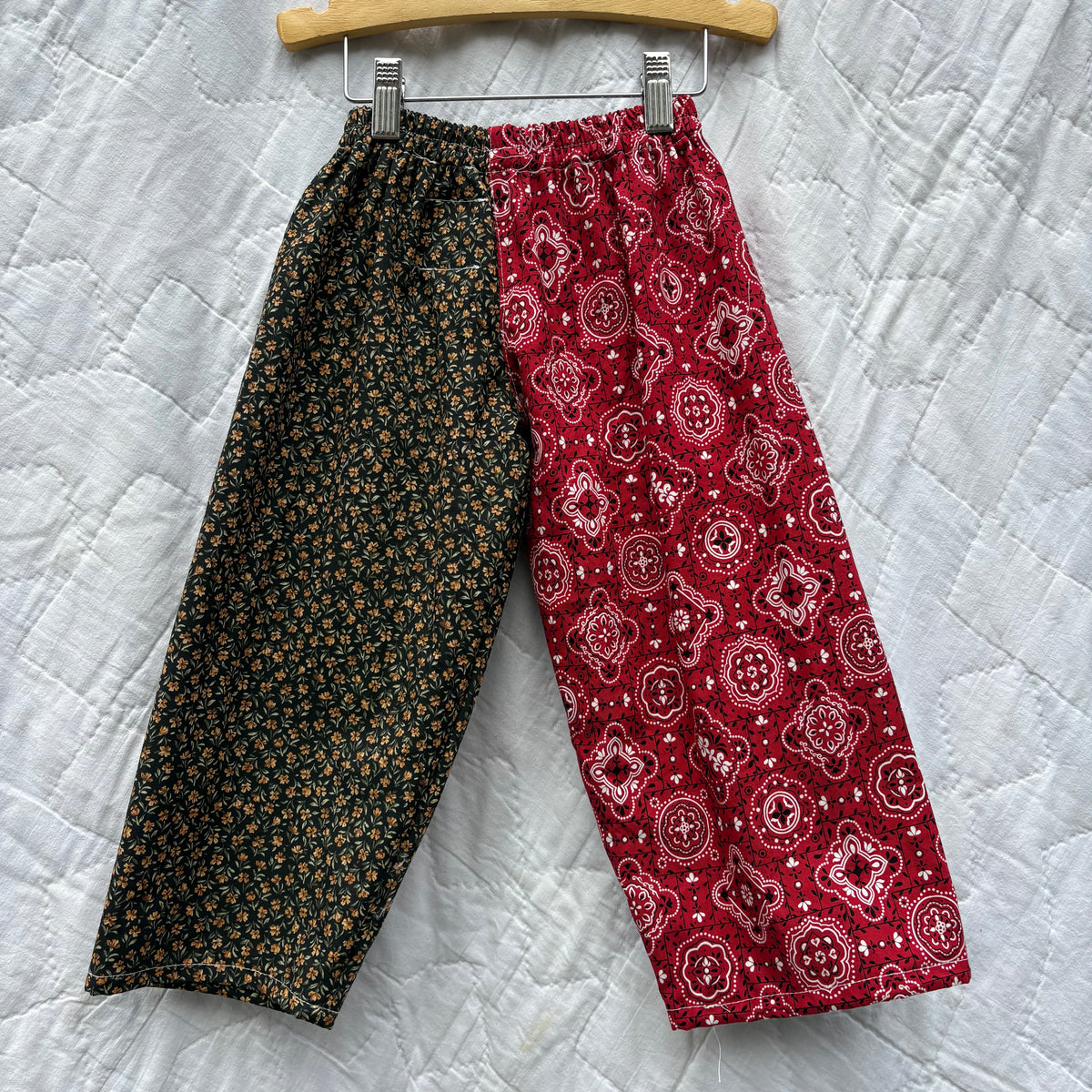 Quilt patch mix print pants - 3T