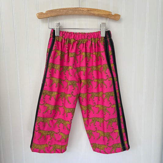 Pink cheetah track pants - made to order
