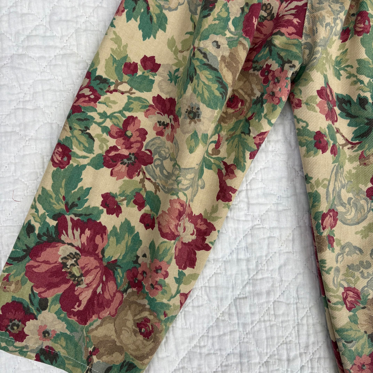Garden rose denim pants - made to order