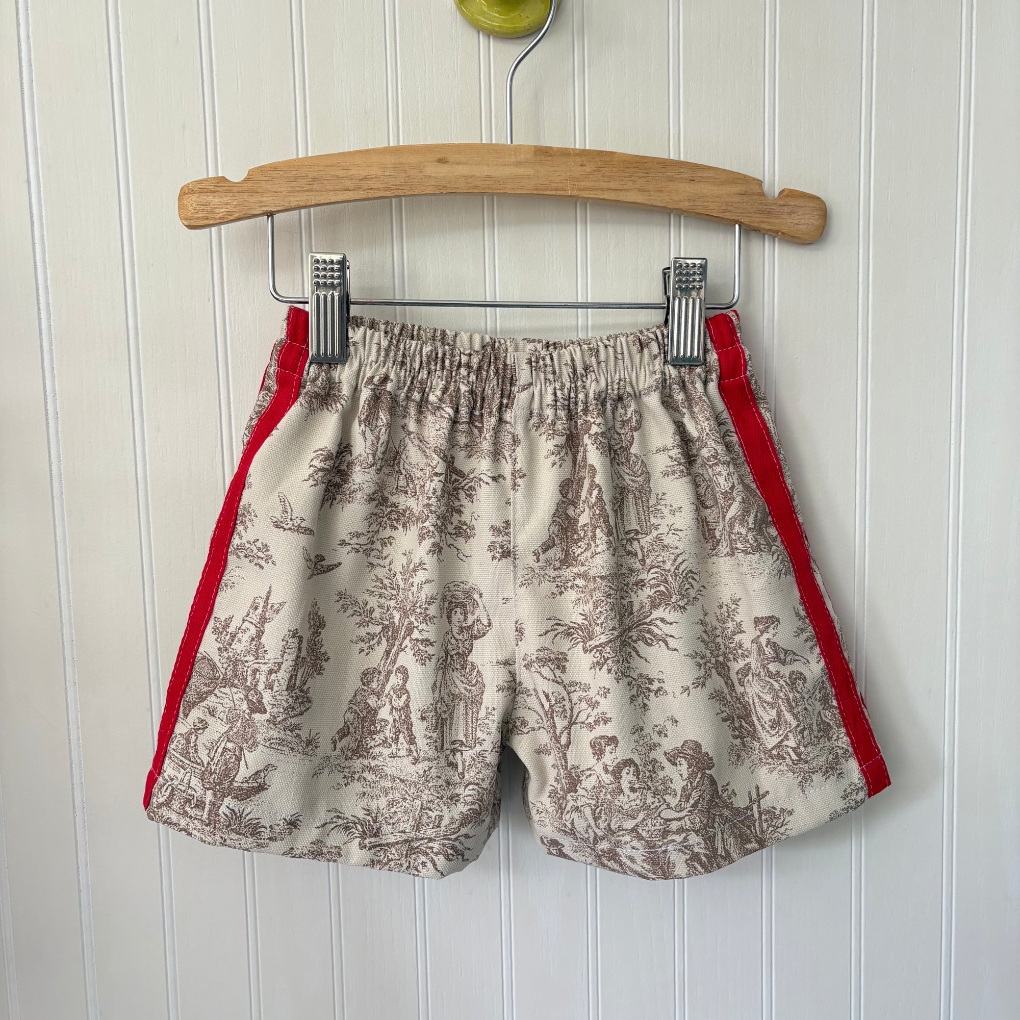 Toile shorts with red stripe - 3T