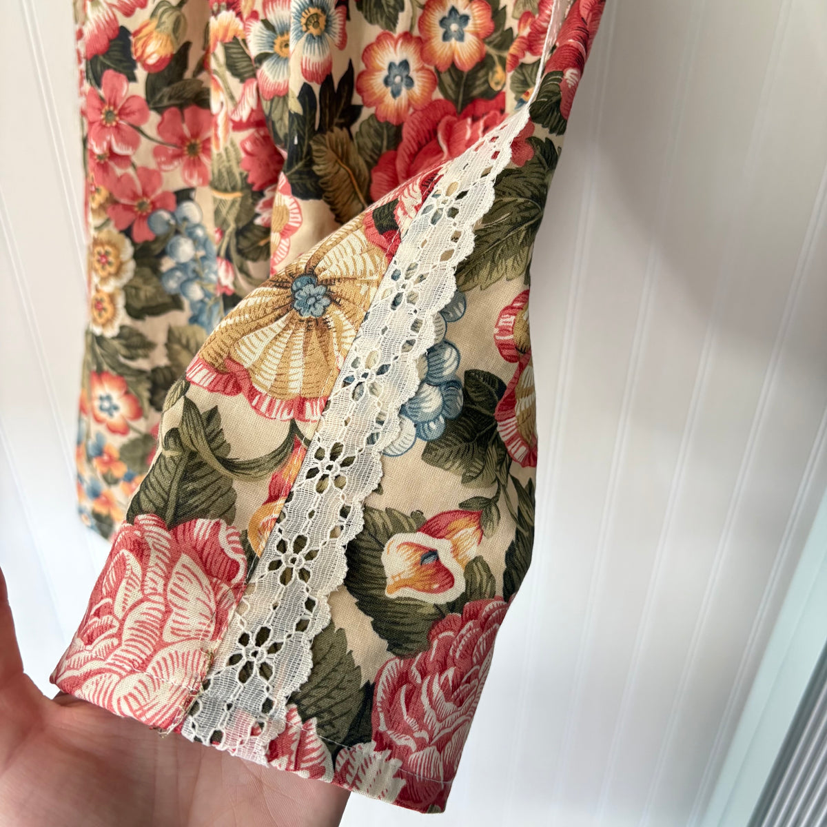 Autumn floral lace trim pants - made to order
