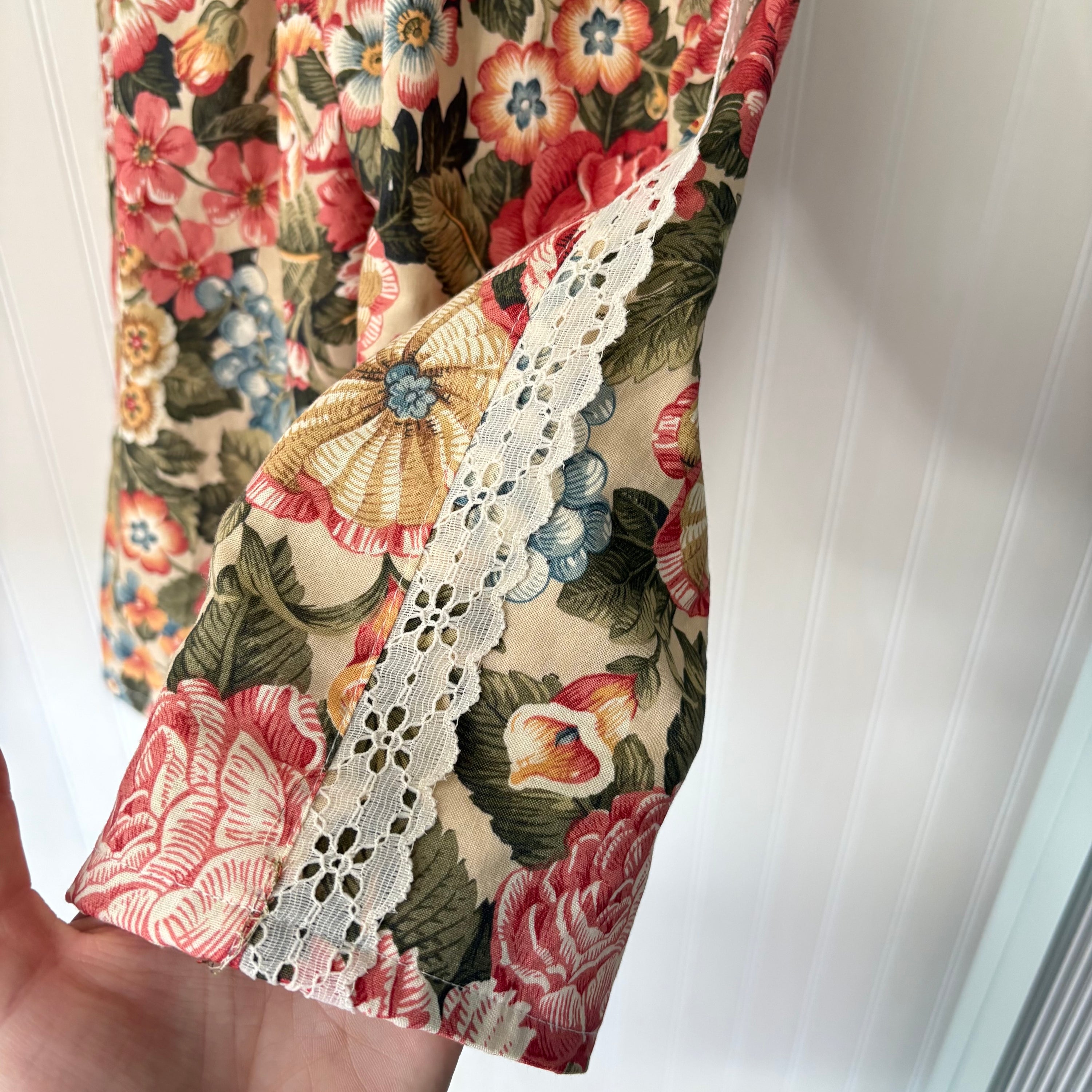 Autumn floral lace trim pants - made to order