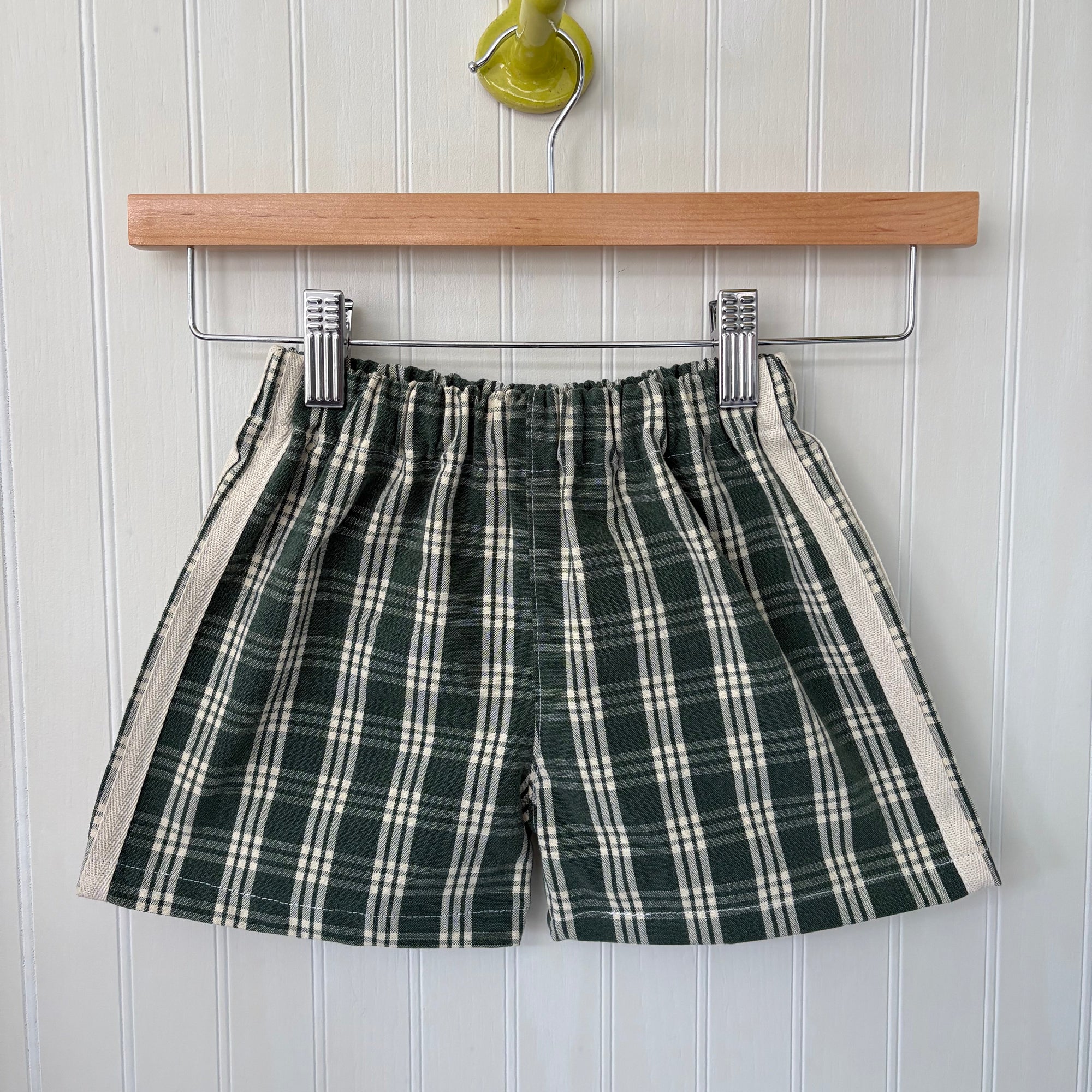Evergreen plaid track shorts