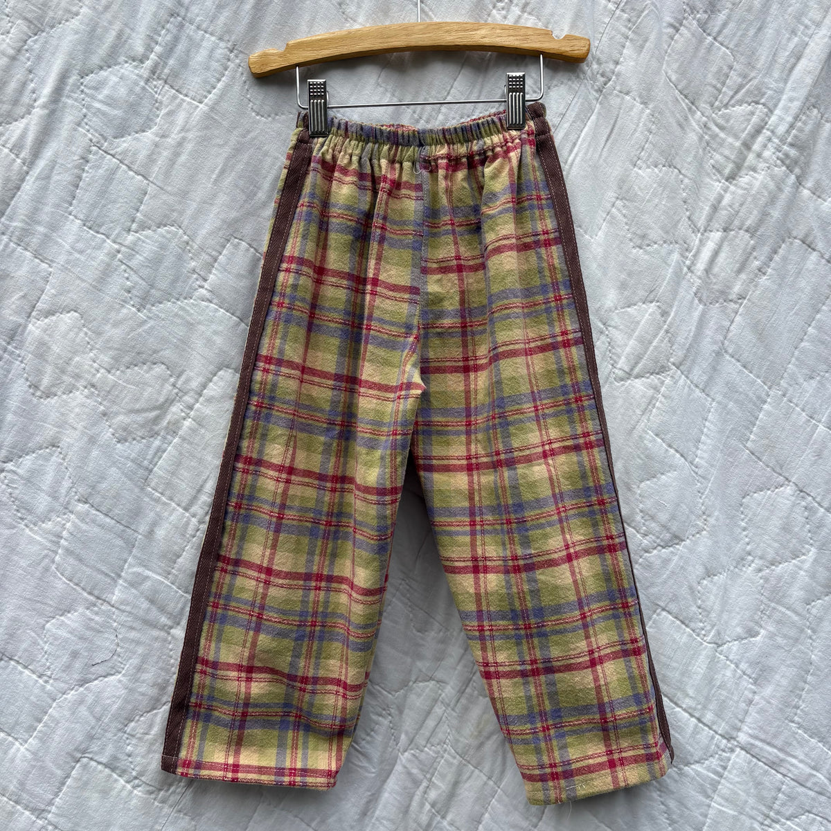 Crunchy leaves plaid track pants - 4Y