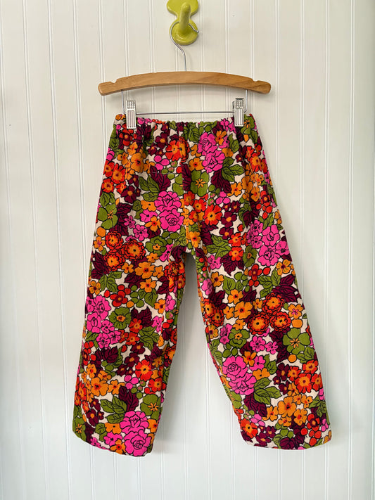 Bright floral corduroy pants - made to order