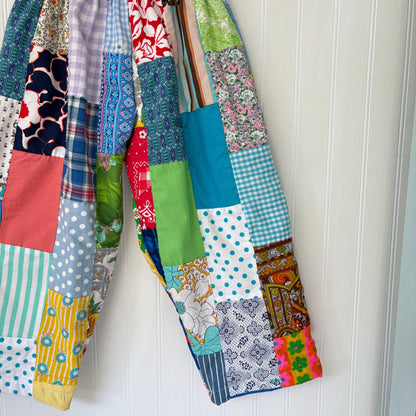 Funky rectangle quilt top pants - made to order