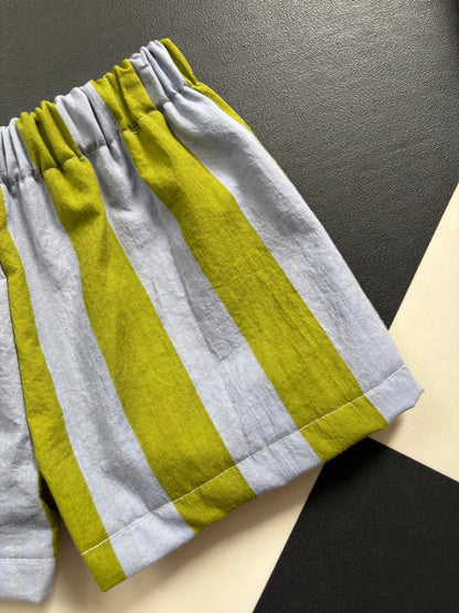 Olive stripe shorts - made to order