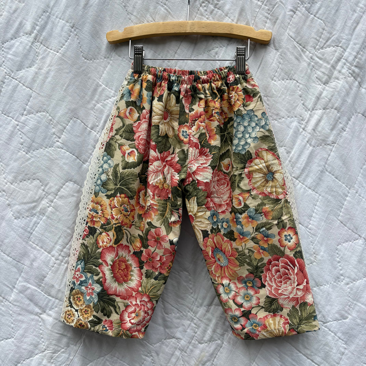 Autumn floral lace trim pants - 2T
