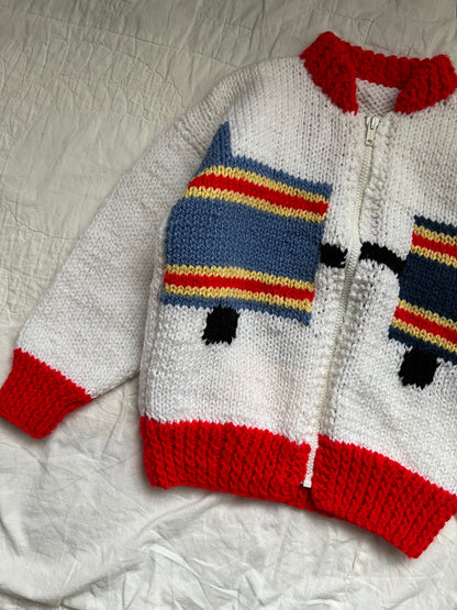 Handknit train sweater - 6/8