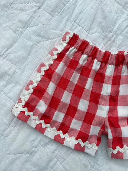 Red check picnic shorts - made to order