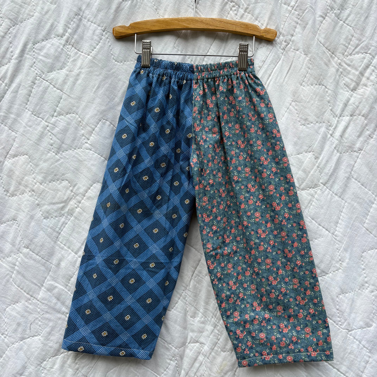 Blue floral mix print pants - 3T