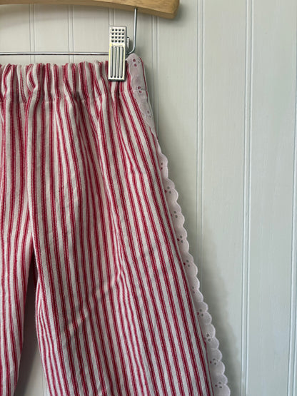 Eyelet trim red striped- made to order
