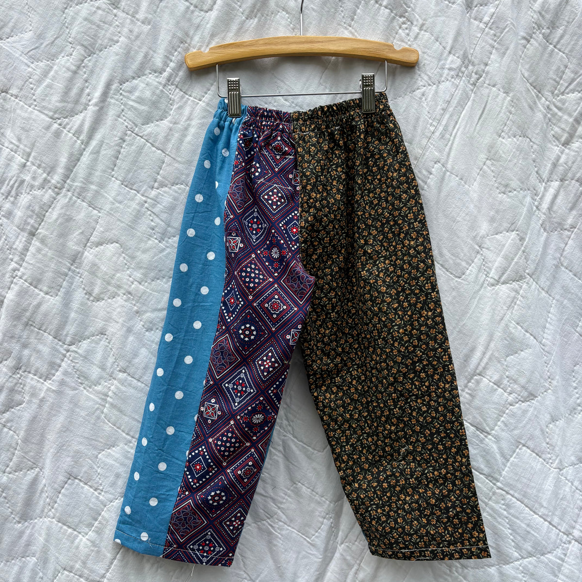 Quilt patch mix print pants - 4Y