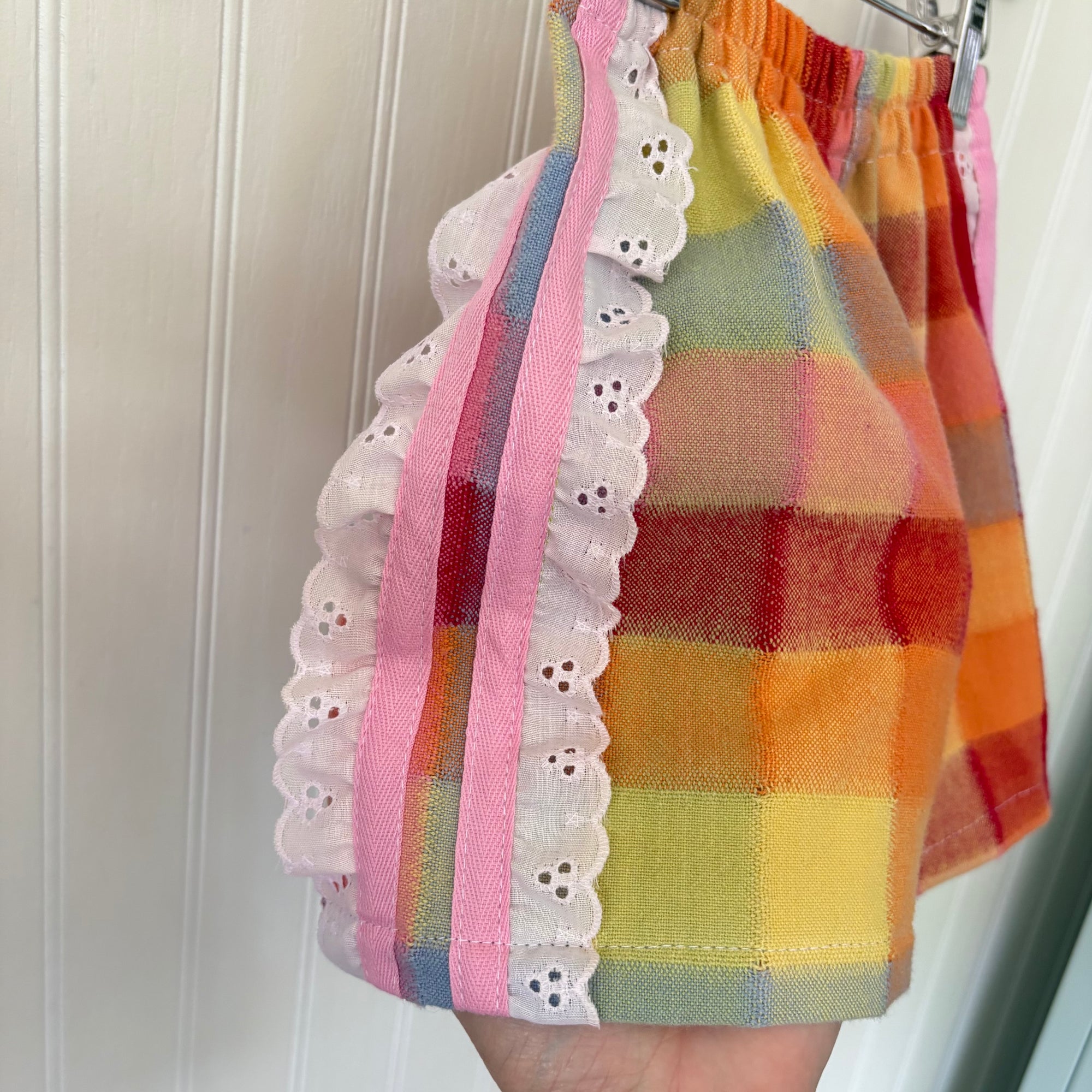 Skittles plaid ruffle shorts - 3T