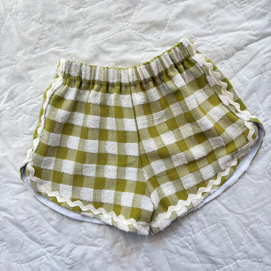Green check track shorts - 4Y