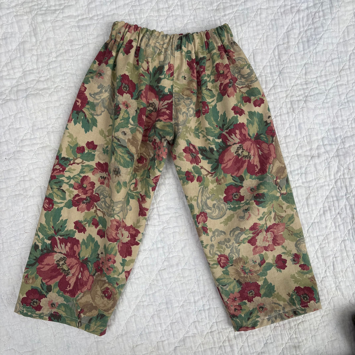 Garden rose denim pants - made to order