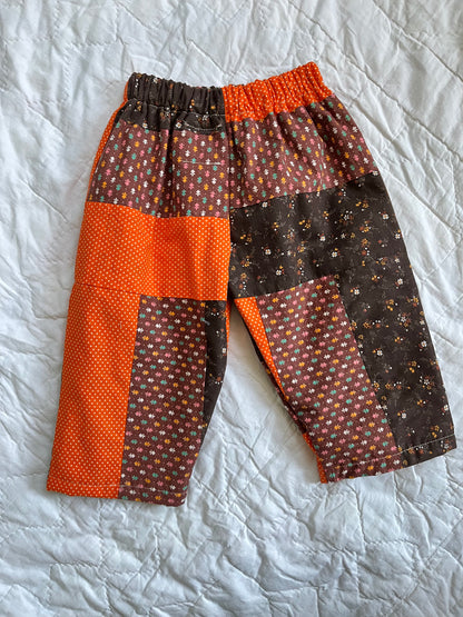 Orange and brown patched pants - 2T