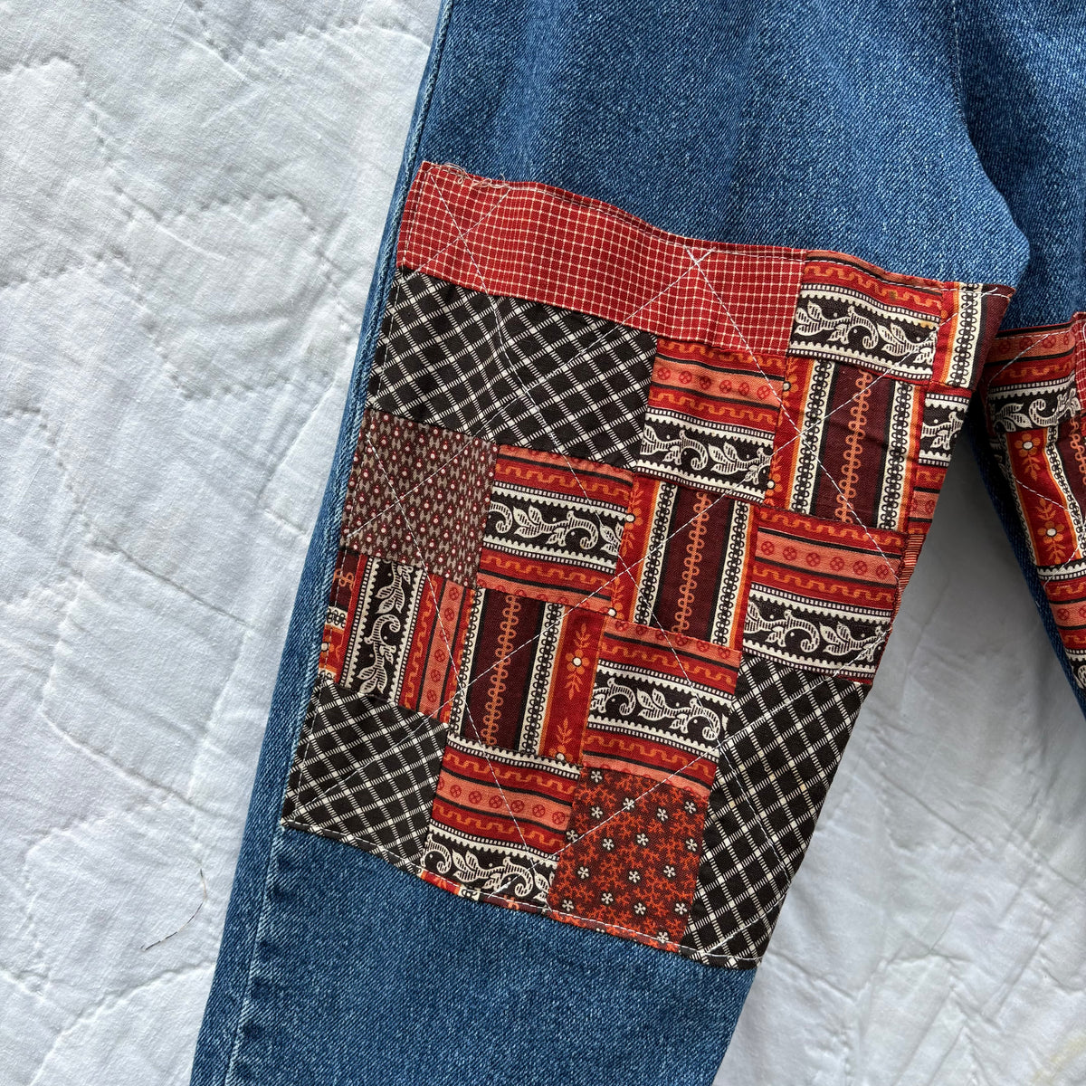 Quilt patch knee patch denim - 4Y