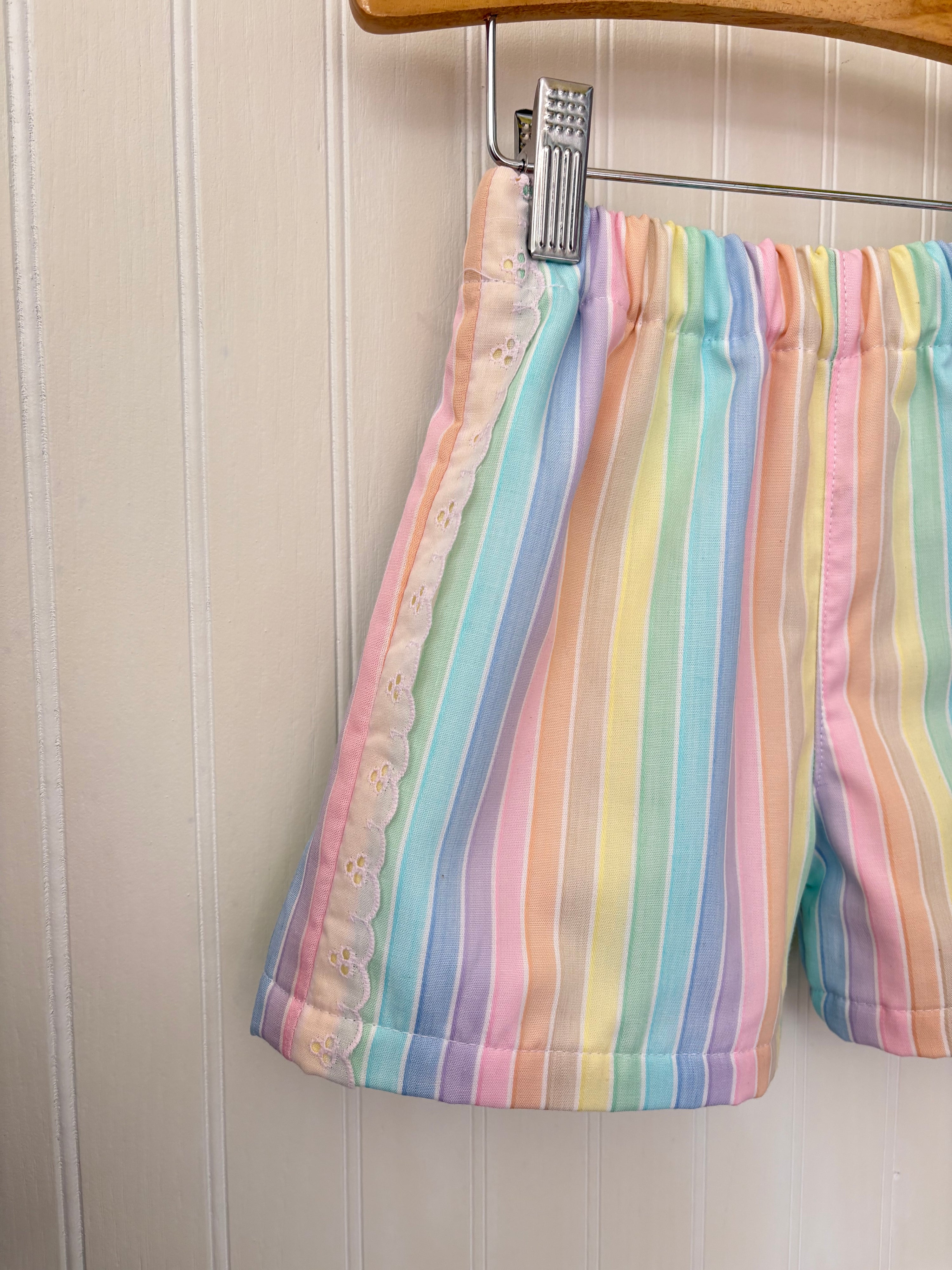Pastel stripe eyelet shorts - made to order