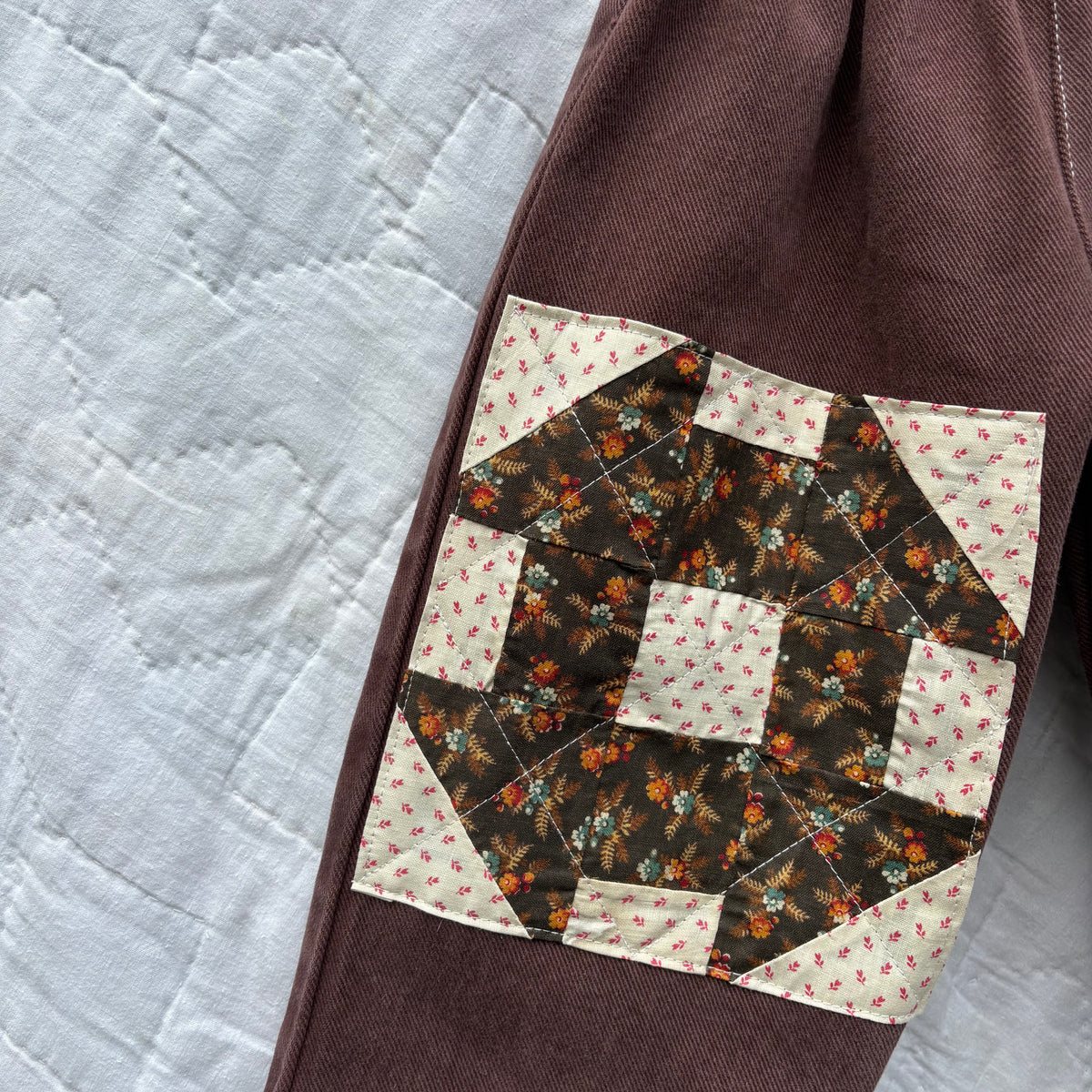 Quilt patch knee patch denim - 2T