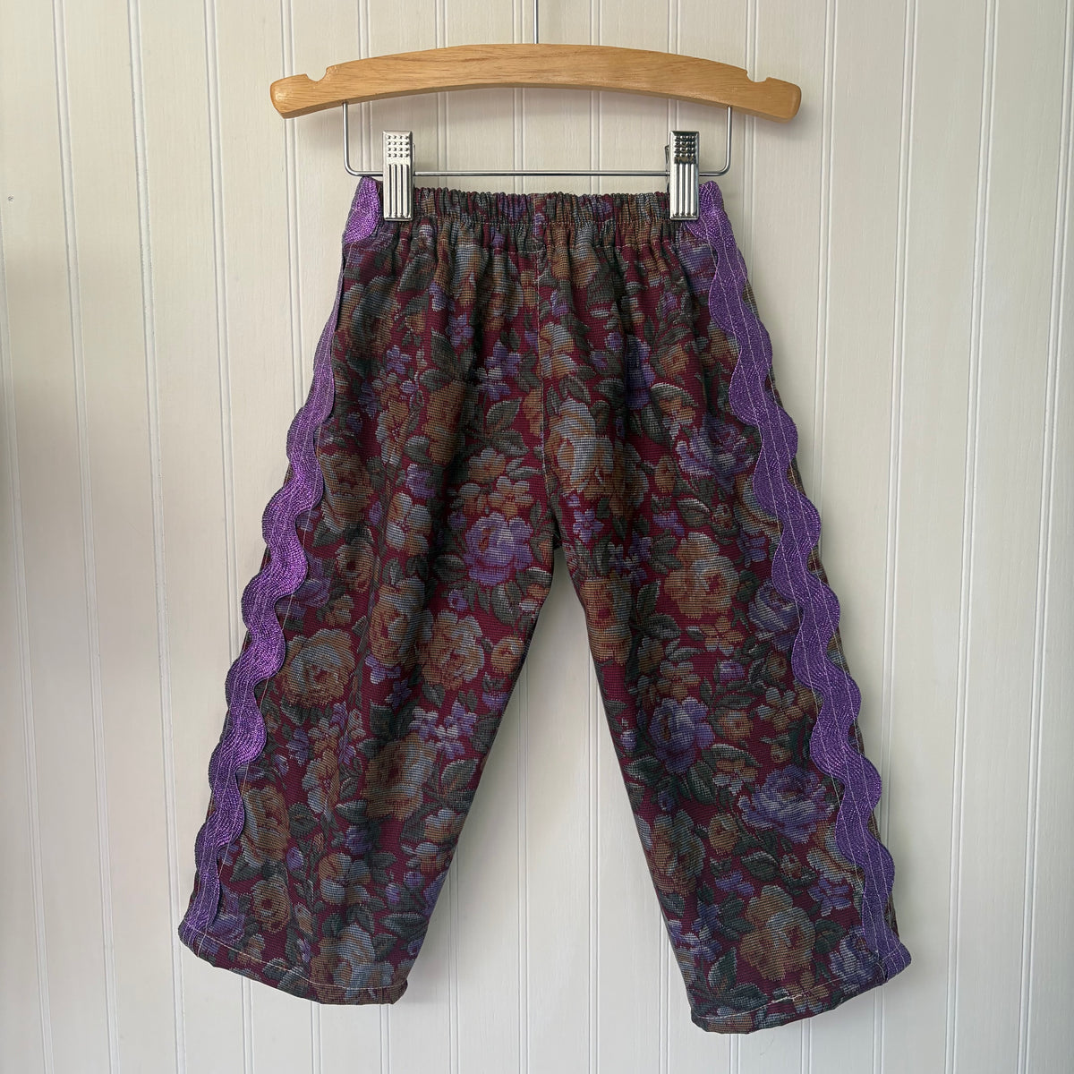 Floral + fancy ric rac pants - made to order