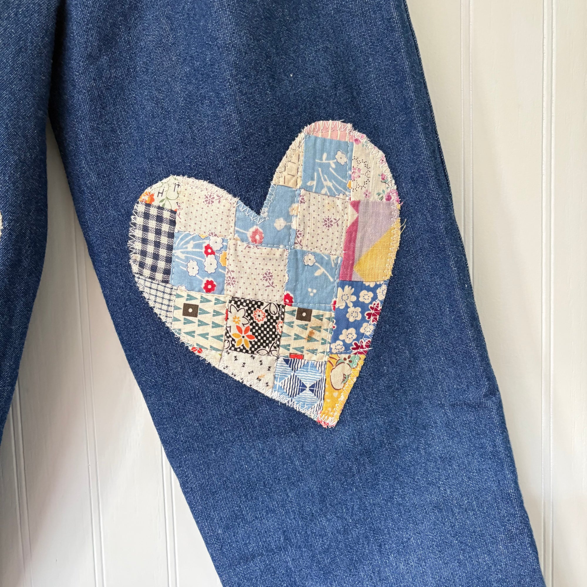 Heart patch denim pants - 5Y