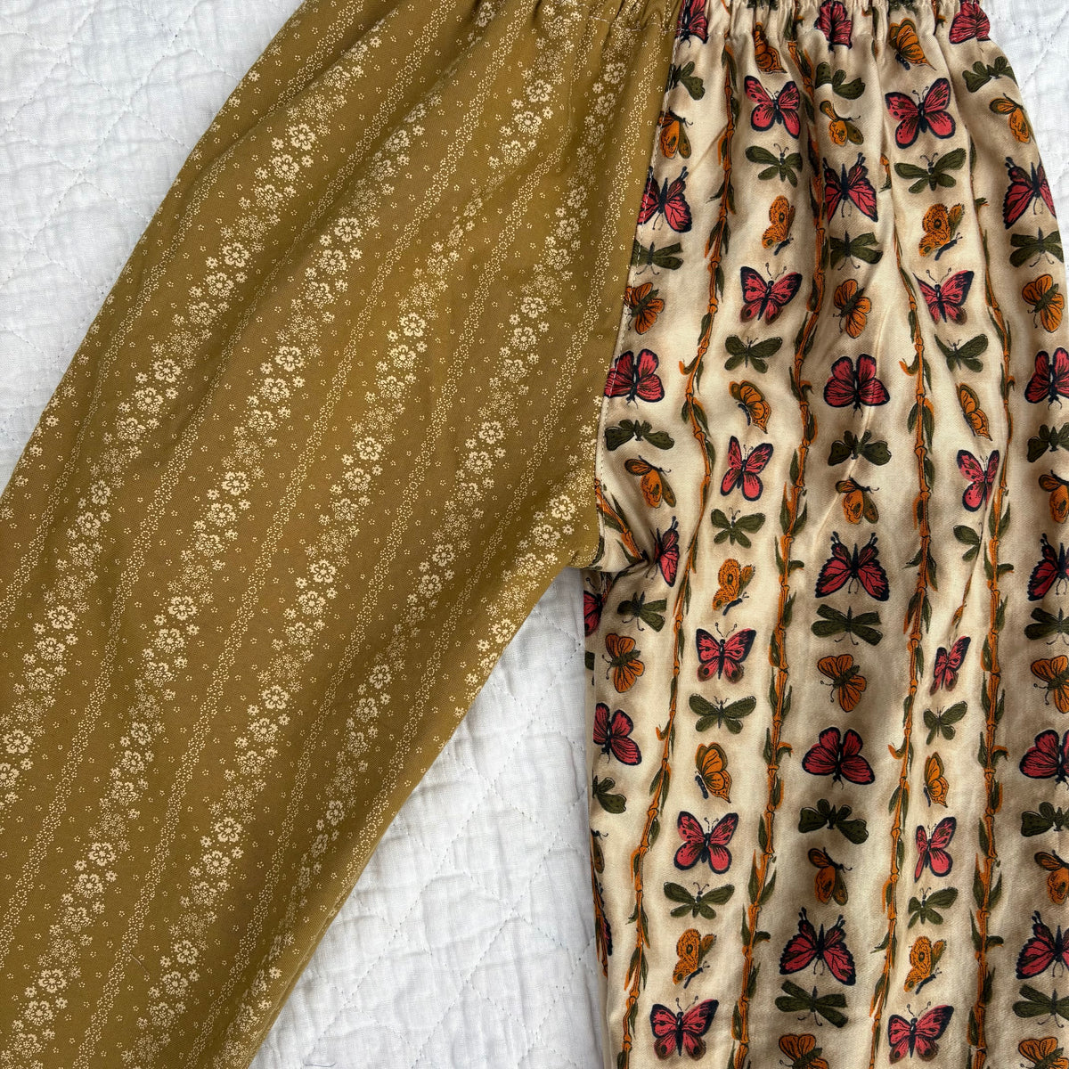 Butterfly mix print pants - made to order