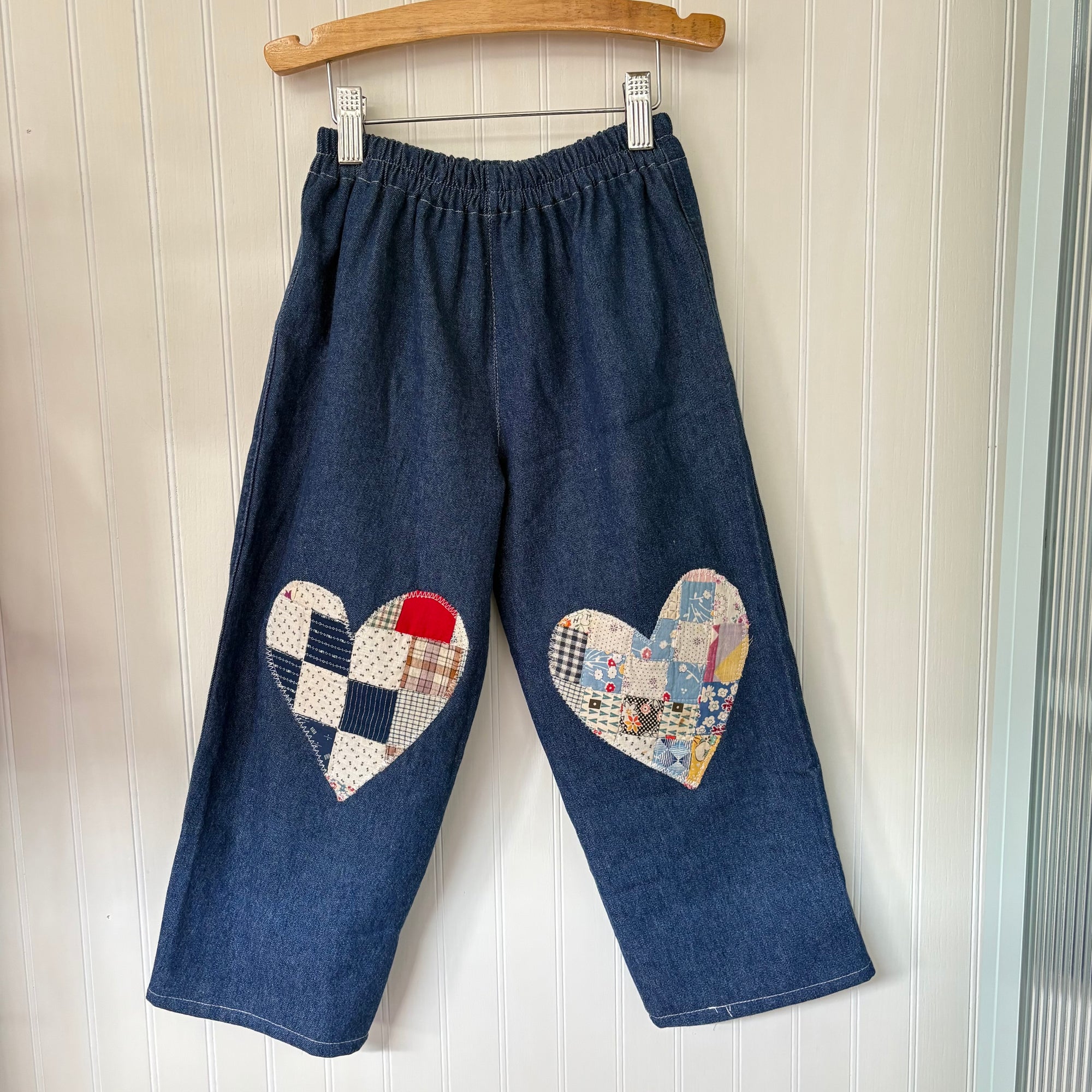 Heart patch denim pants - 5Y