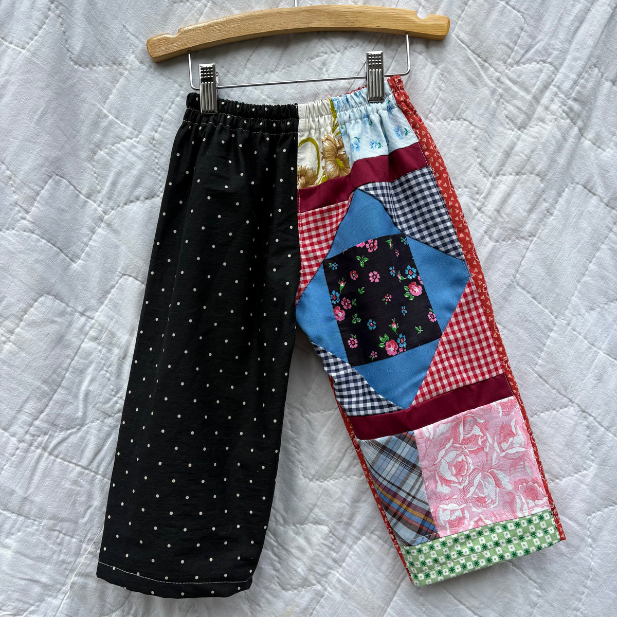 Quilt patch mix print pants - 2T