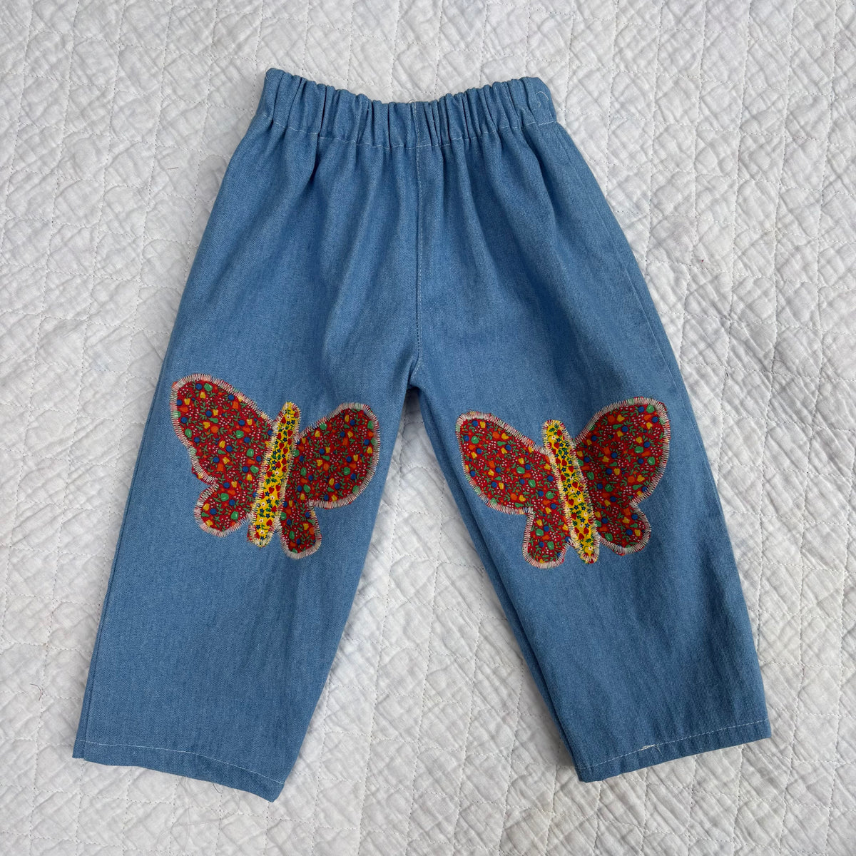 Butterfly patch denim pants - 2T