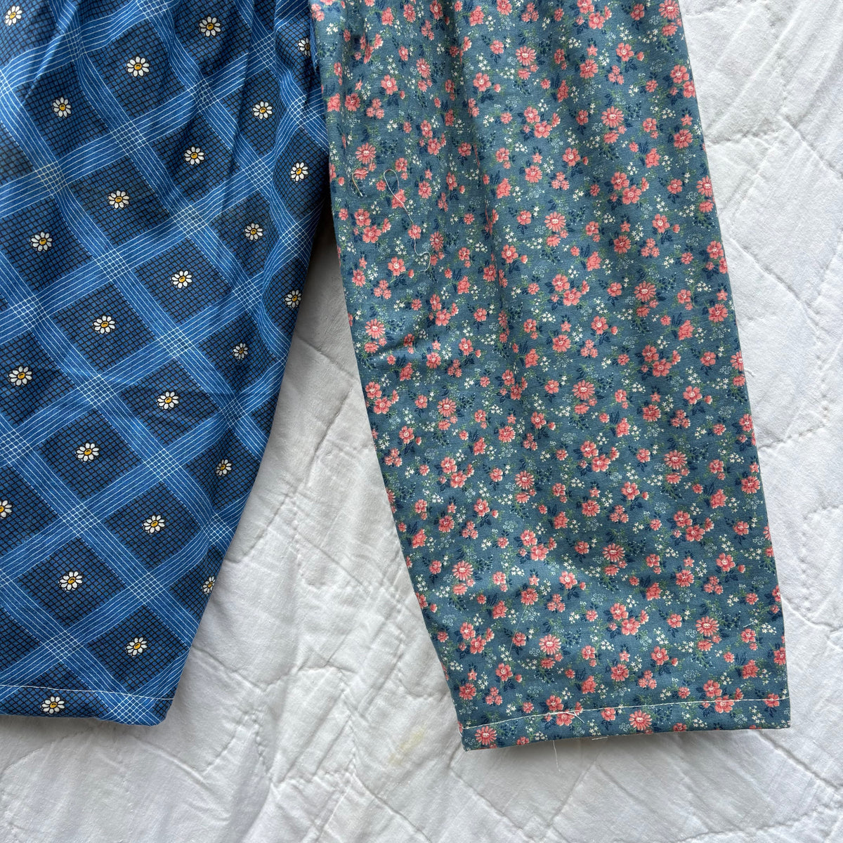 Blue floral mix print pants - 3T