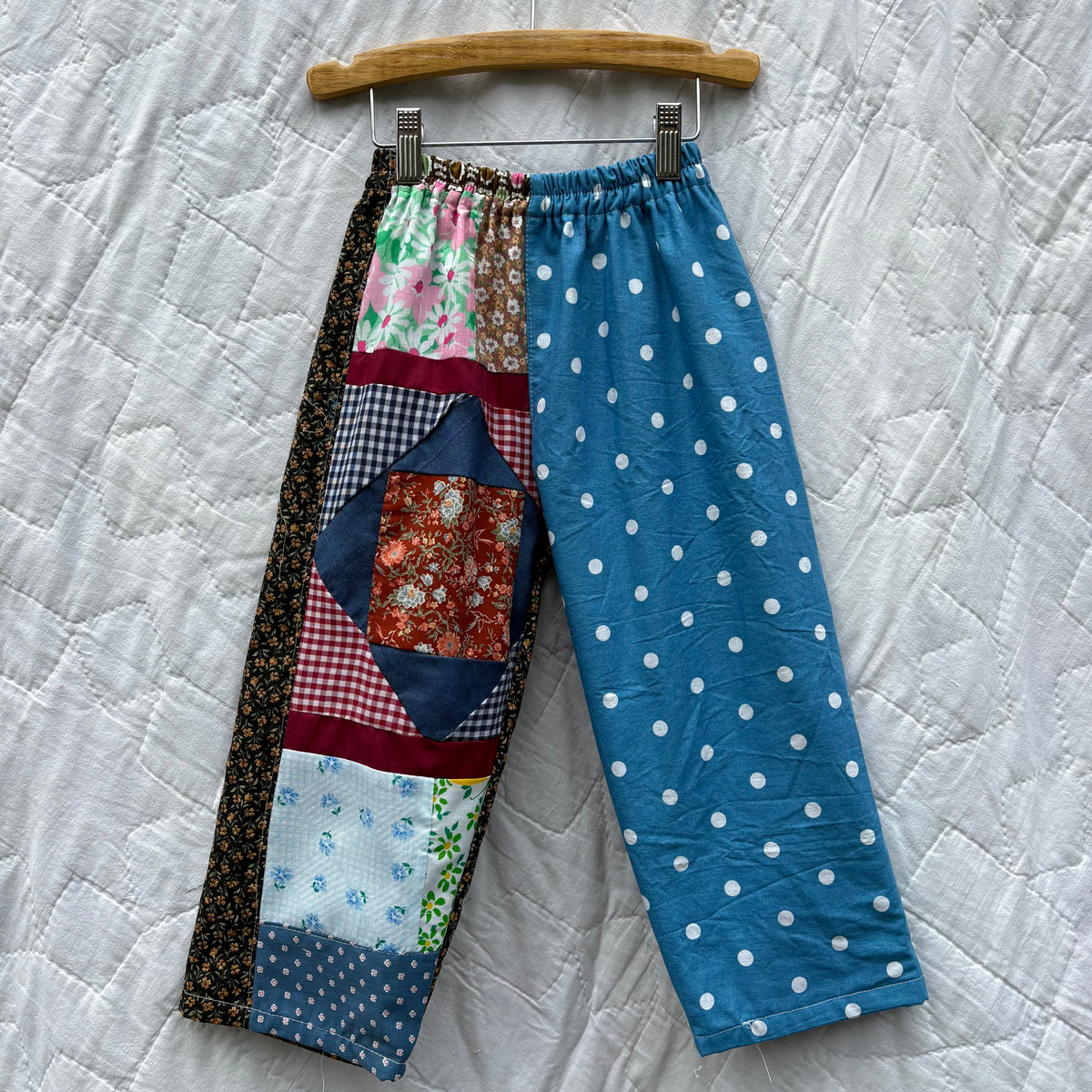 Quilt patch mix print pants - 4Y