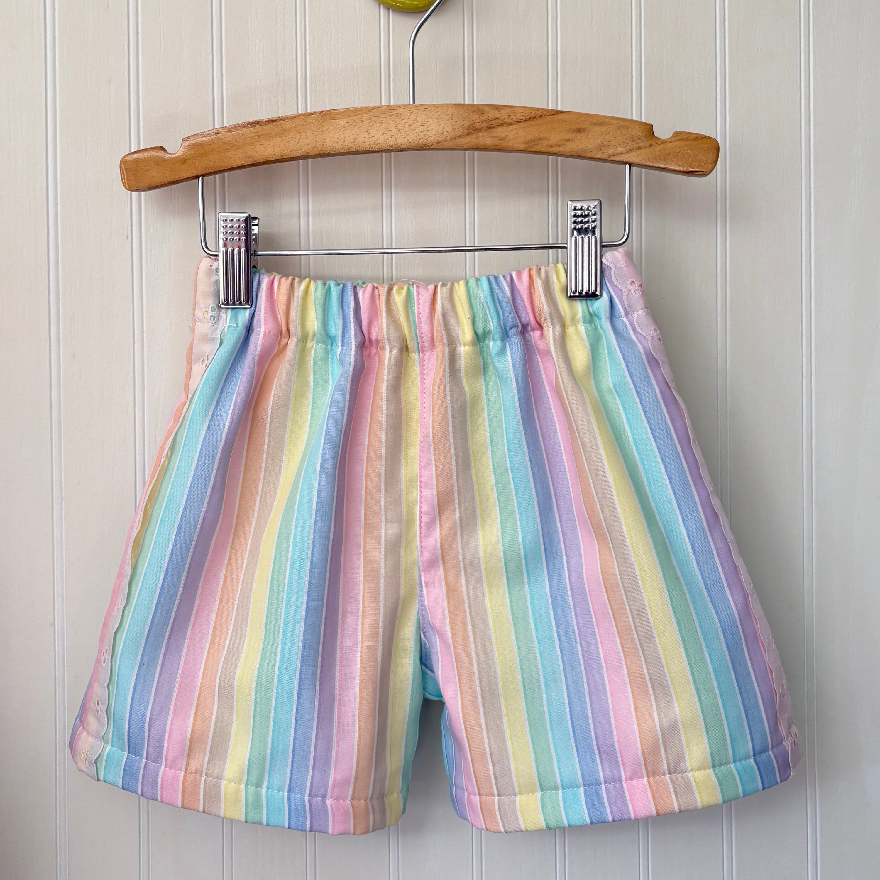 Pastel stripe eyelet shorts - made to order