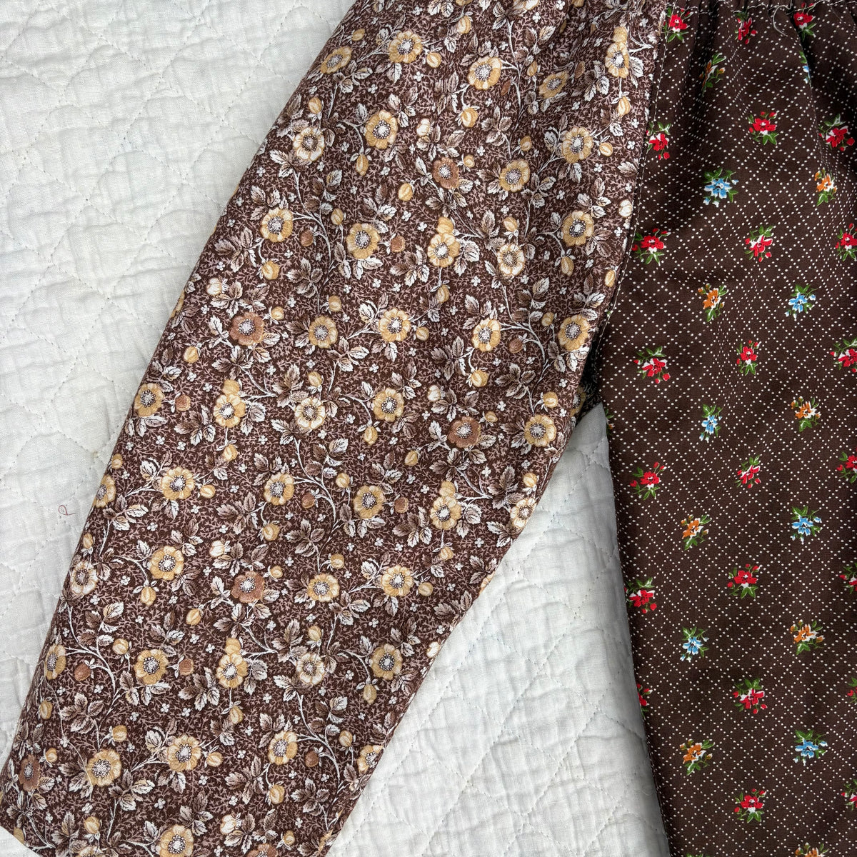 Brown floral mix print pants - 2T *flannel lined*