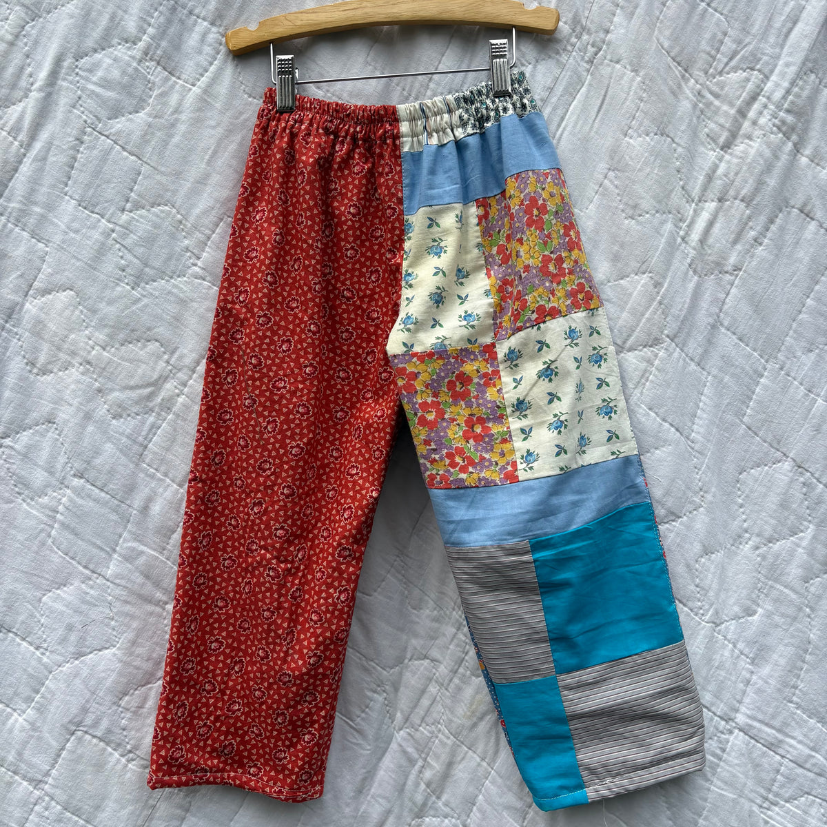Quilt patch mix print pants - 5Y