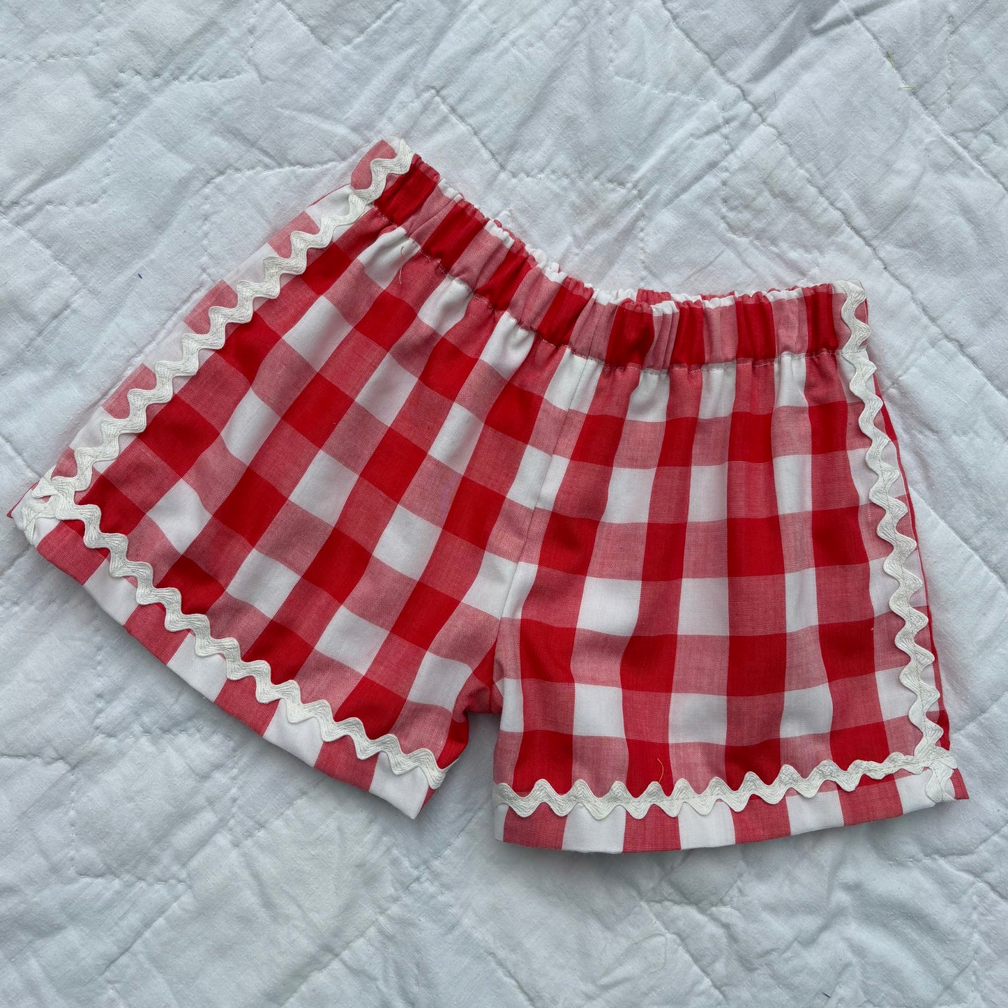 Red check picnic shorts - made to order