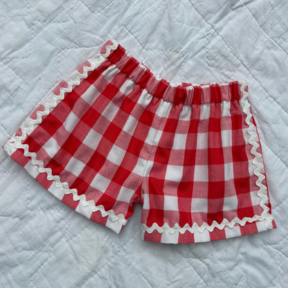 Red check picnic shorts - made to order