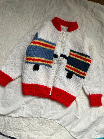 Handknit train sweater - 6/8