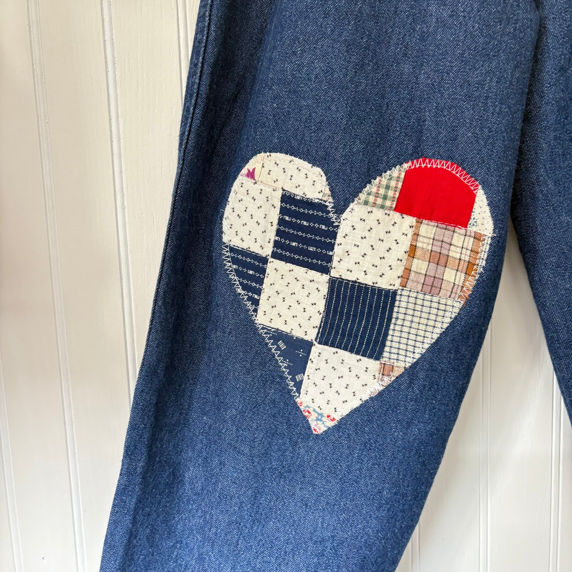 Heart patch denim pants - 5Y
